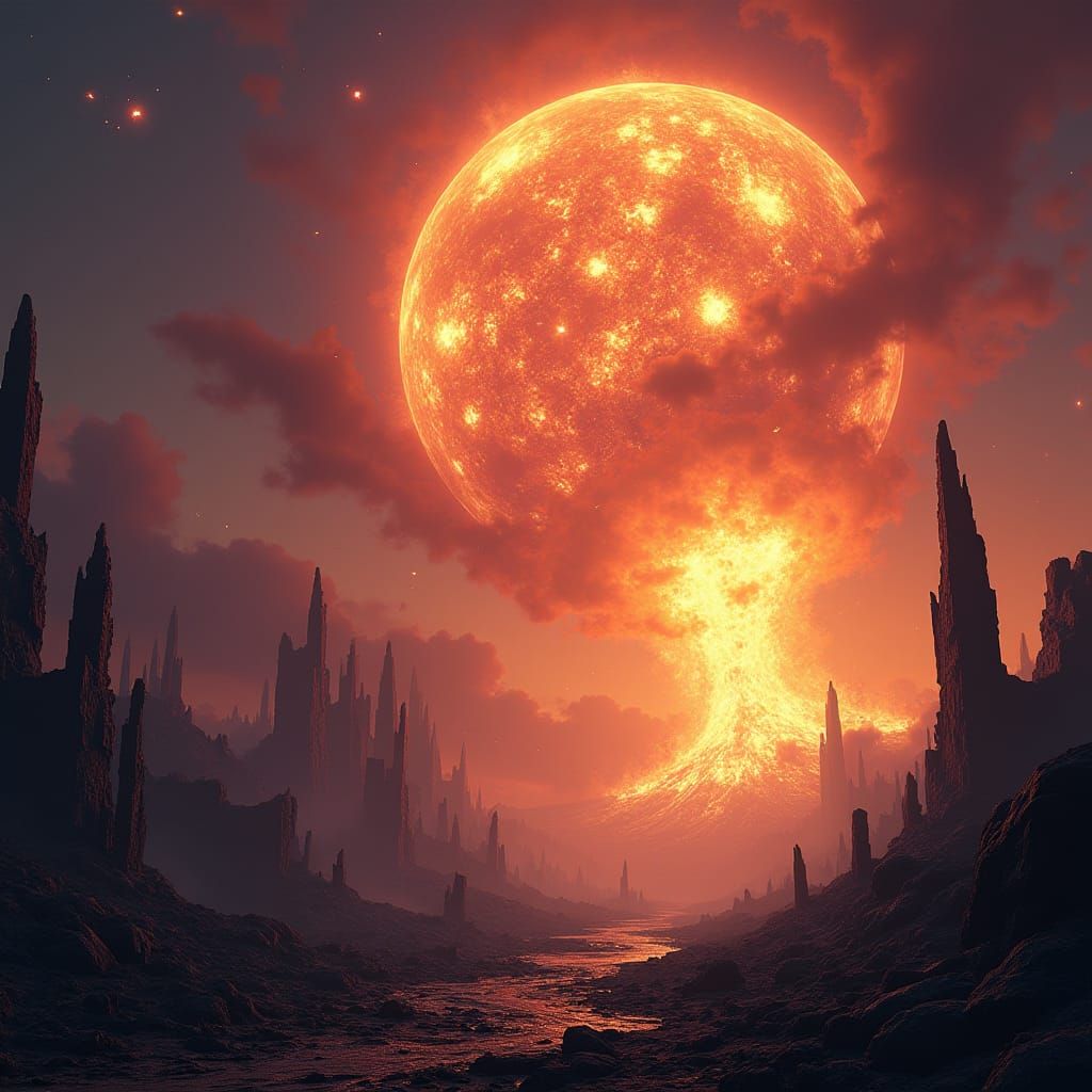 Apocalyptic Space Storm Engulfs Burning Earth