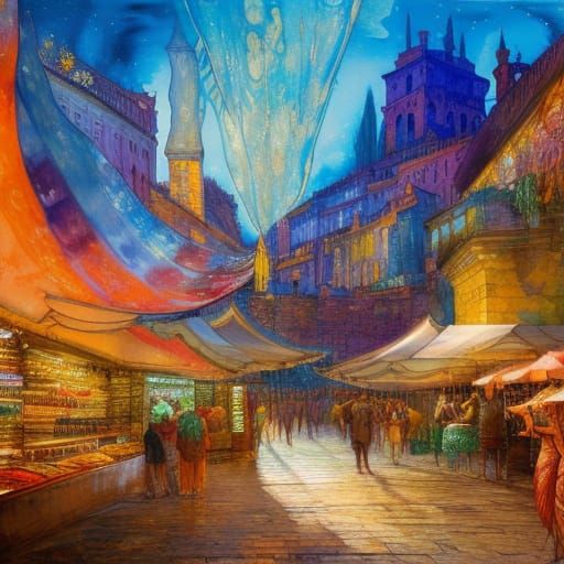 Roman Market Grand Entrance in Art Deco Style