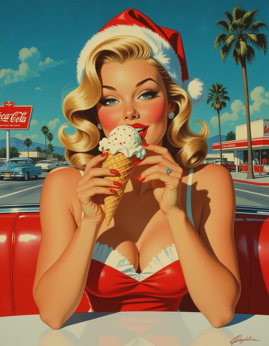 Pin-Up Waitress at Santa Monica Drive-In