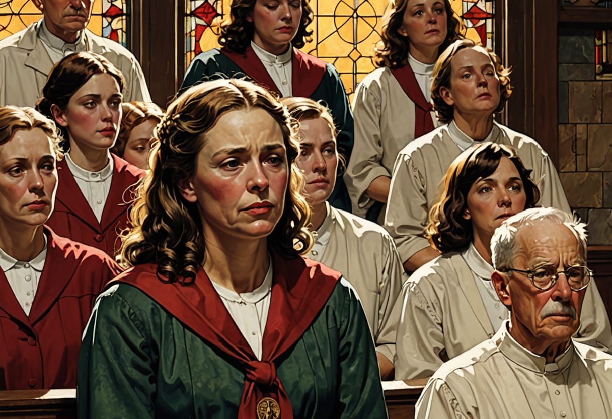 Church Singer Embarrassed in Gothic Choir