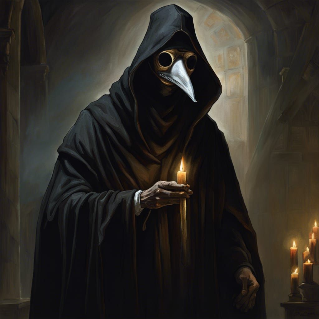 Plague Doctor in Candlelight, Gothic Horror Style