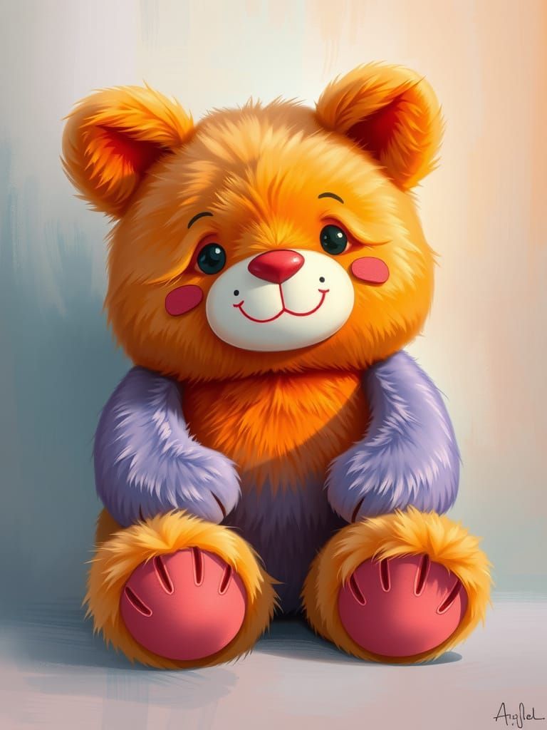 Whimsical Plush Toy on Pastel Nursery Background