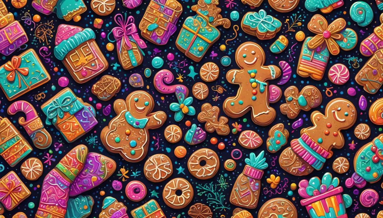 Neon Joyful Gift-Giver in Glittering Wrapping Paper