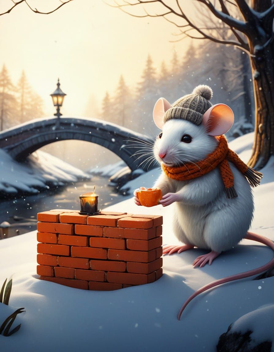 A mouse making a house