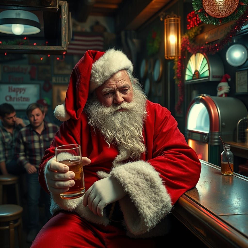 Santa Claus Unwinding in a Gritty Georgia Dive Bar on Christ...