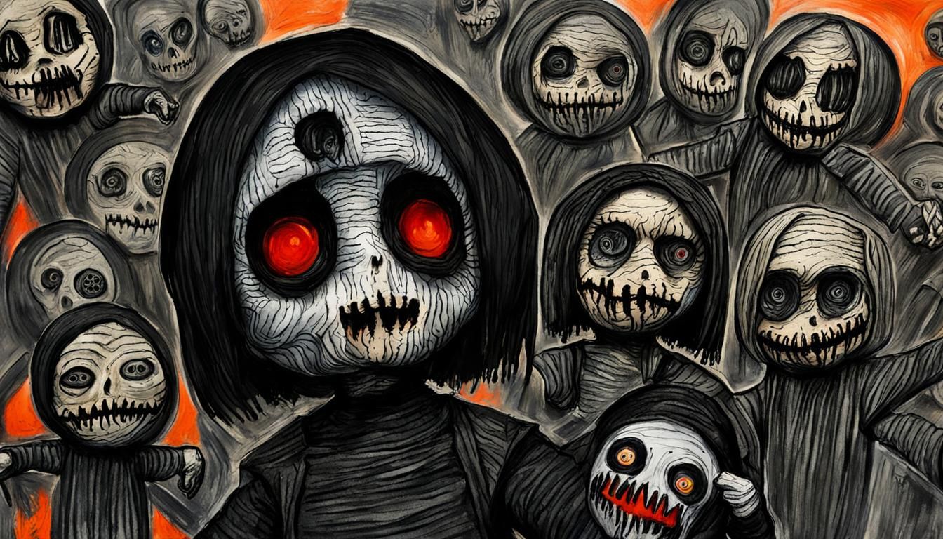 Creepy Doll Girl: Charcoal Drawing of The Scream