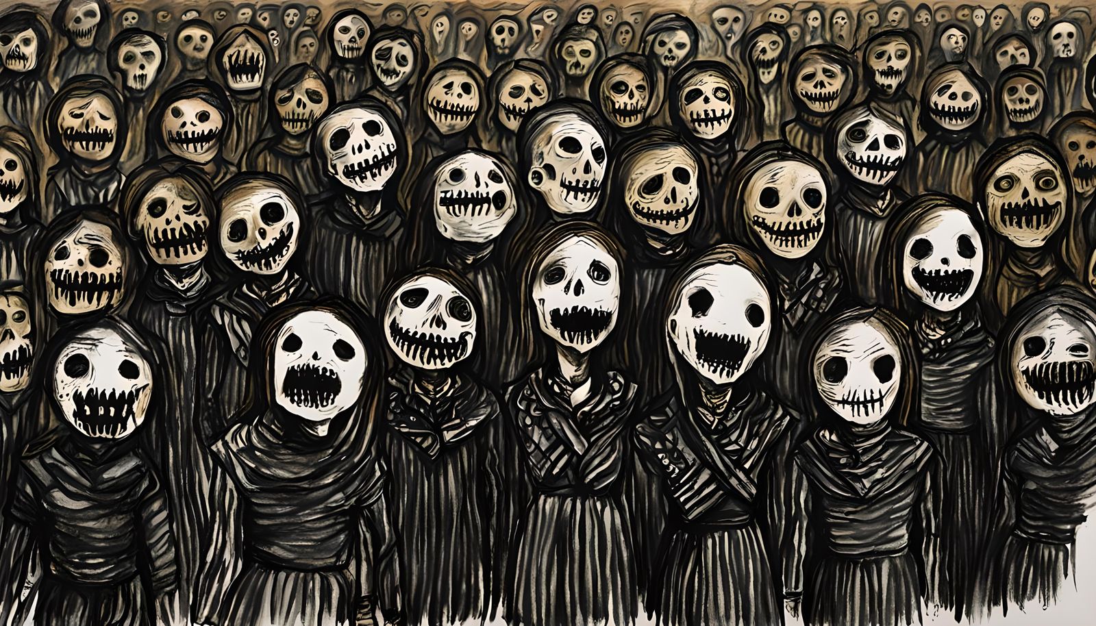 Creepy Doll in Charcoal Drawing Style