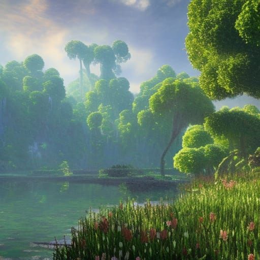 Verdant Planet as Detailed Matte Painting