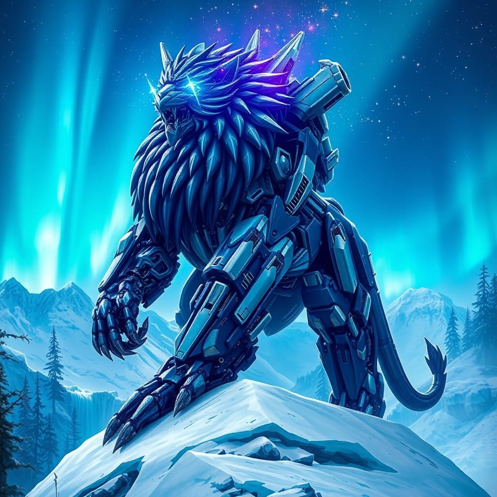 Lion Transformer with Starlight Mane and Aurora