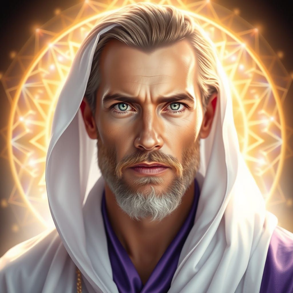 Spiritual Guide in Golden Light, Ethereal Fantasy Portrait