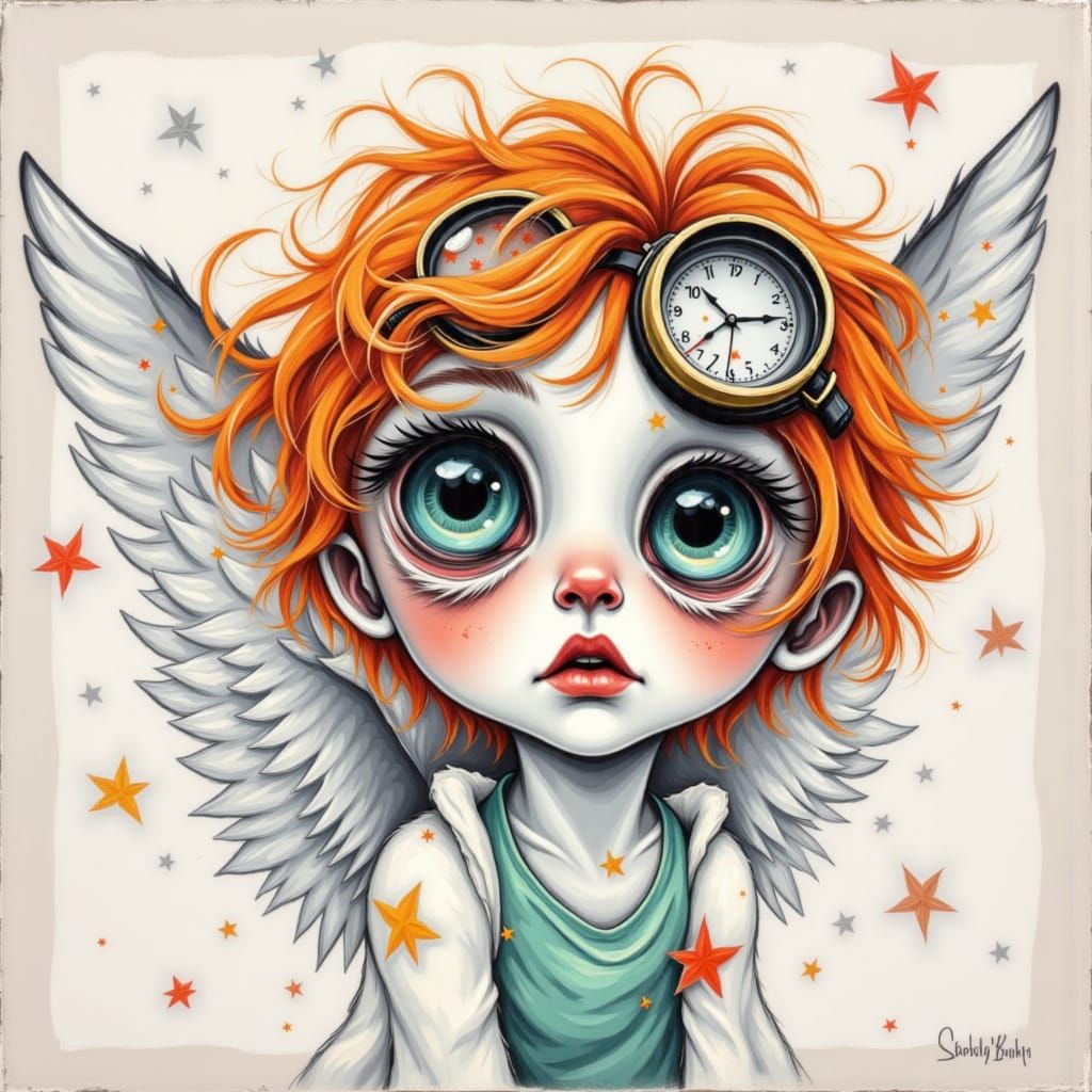 Whimsical Punk Angel with Expressive Eyes