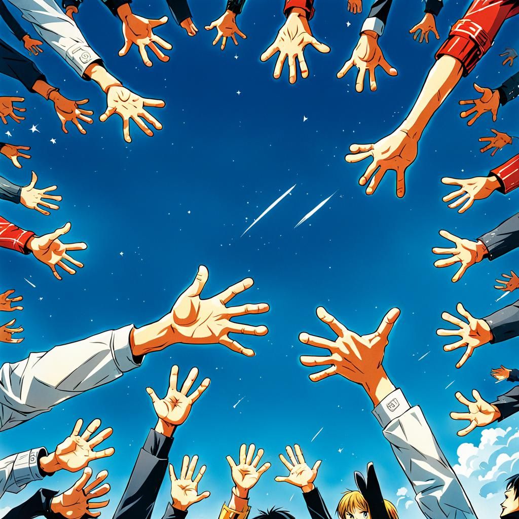 Anime Manga High Five Illustration in Flat Style