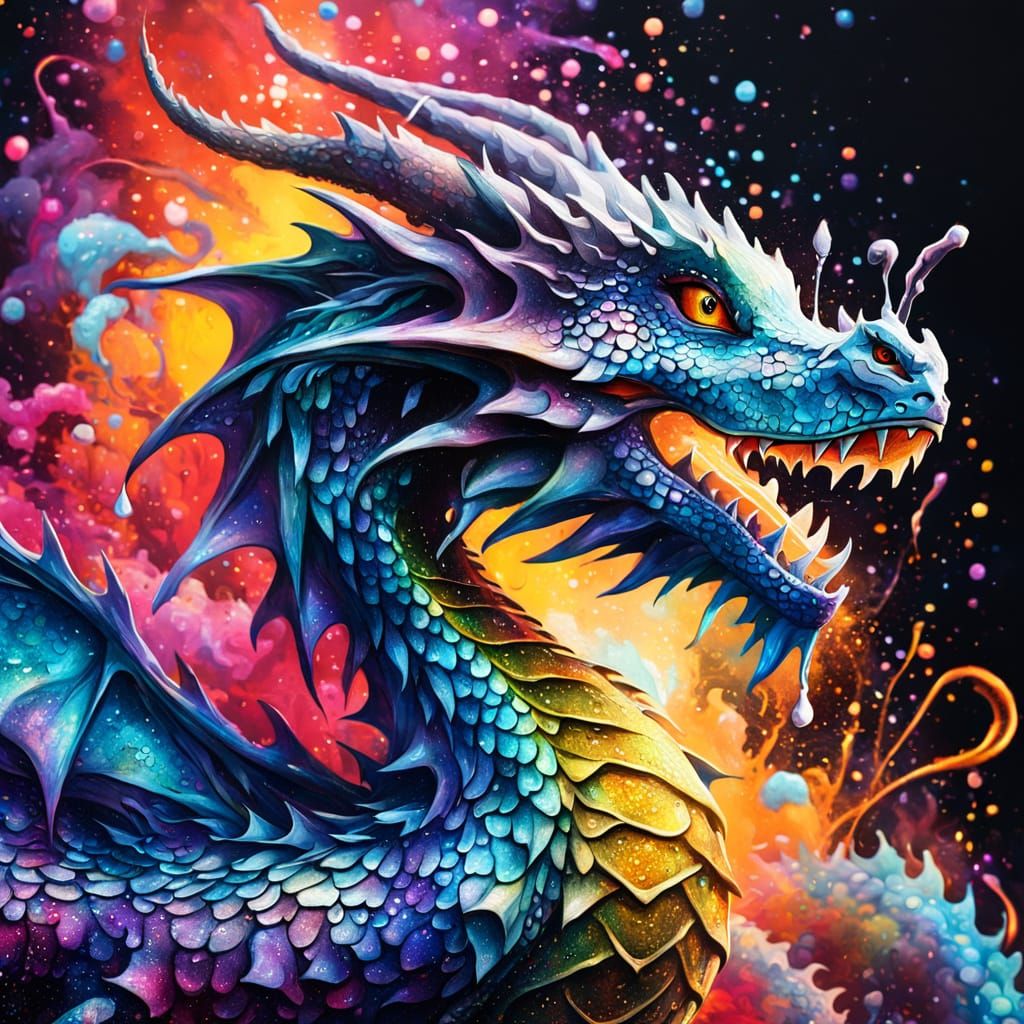 Graffiti Dragon in Cosmic Colors