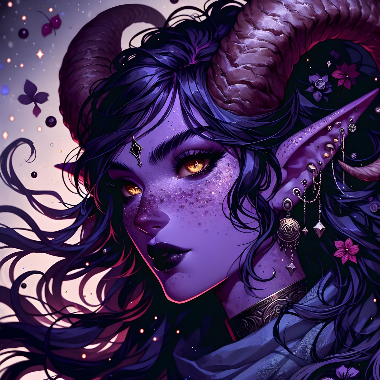 Tiefling Character Concept Art in Anime Style