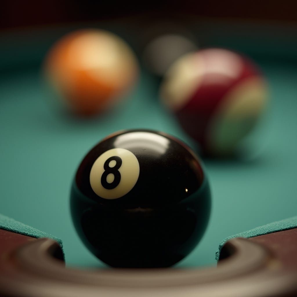 Close-Up Billiard Ball in Motion, Soft Light and Vibrant Col...