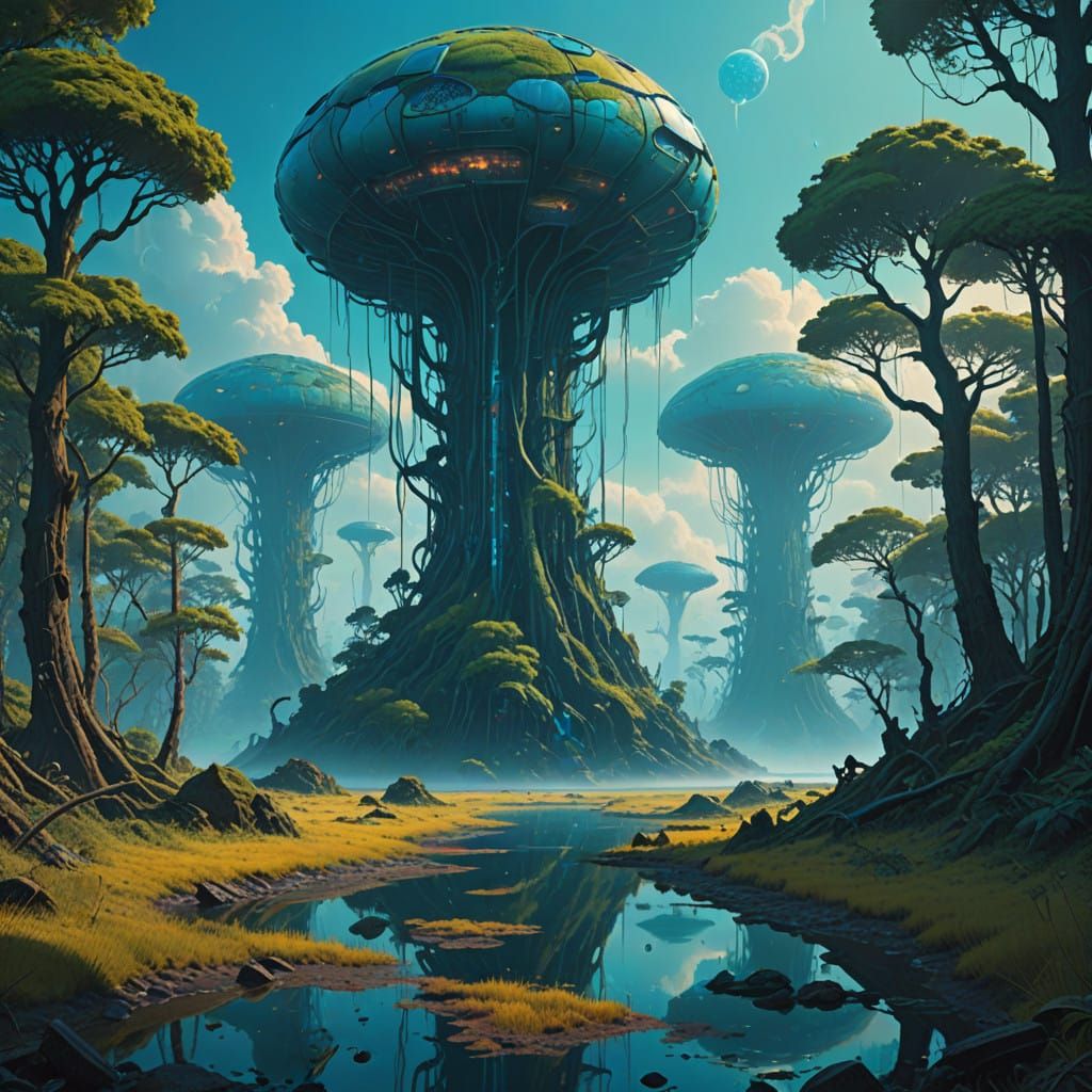 Enchanted Alien Jungle in Ethereal Light