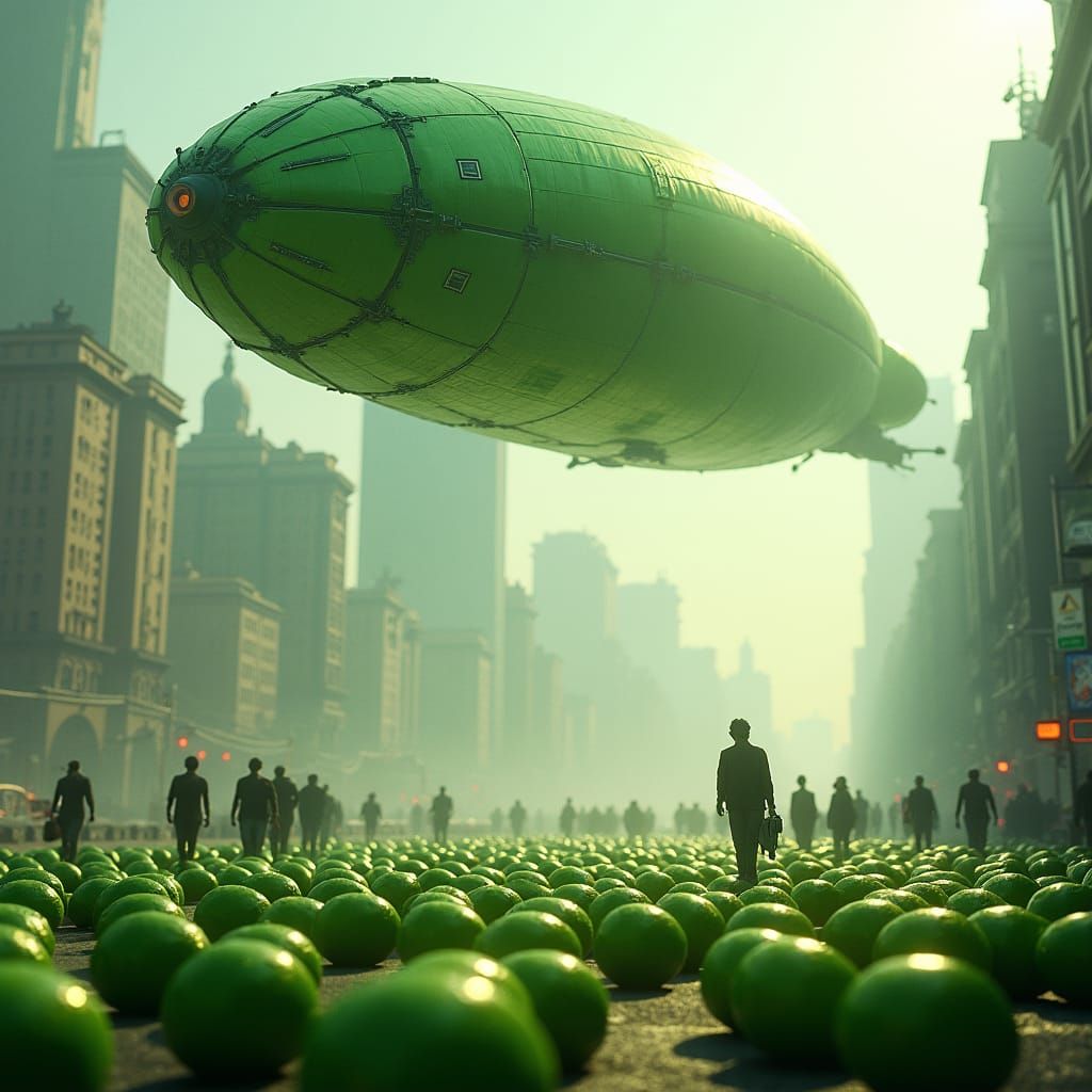 Pea Pod Spaceship Descends on City
