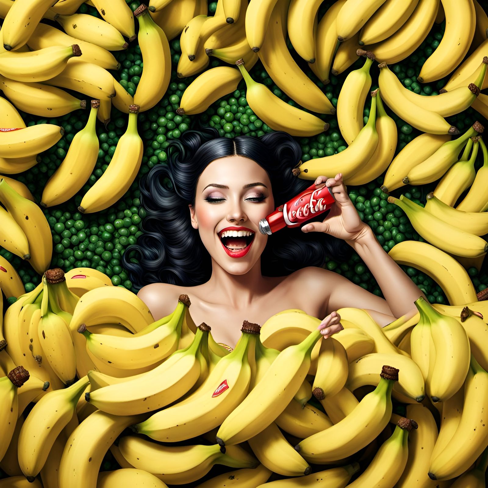 Elf Queen in Banana Dreamscape: Surreal Digital Art