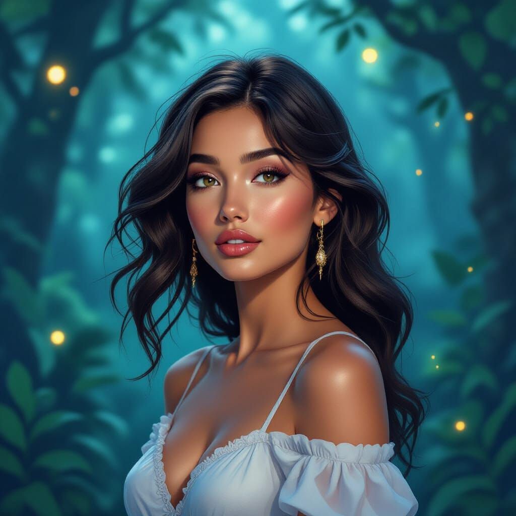 Enchanting Forest Portrait in Digital Painting Style