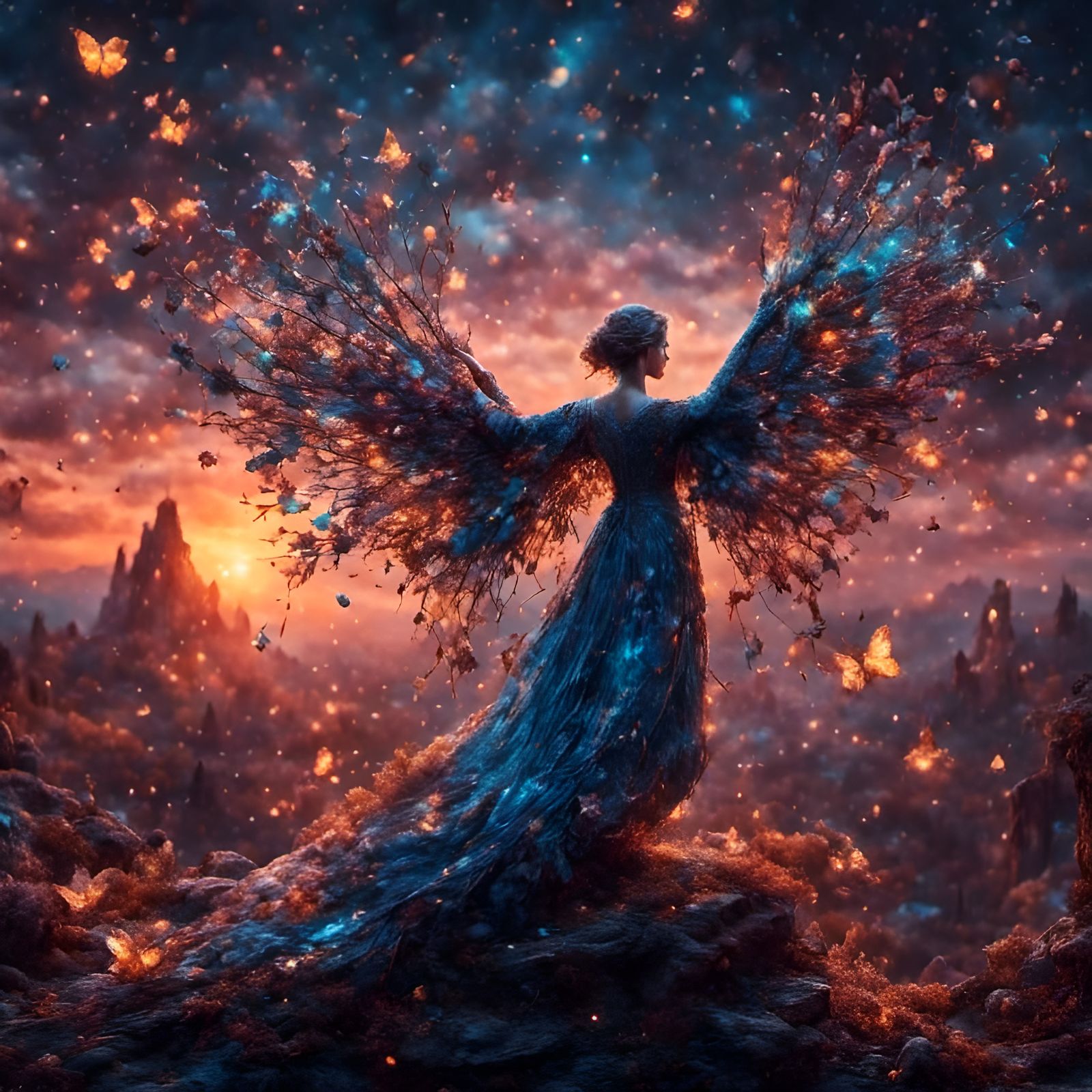 Cloud City Sunset with Dancing Birdfolk