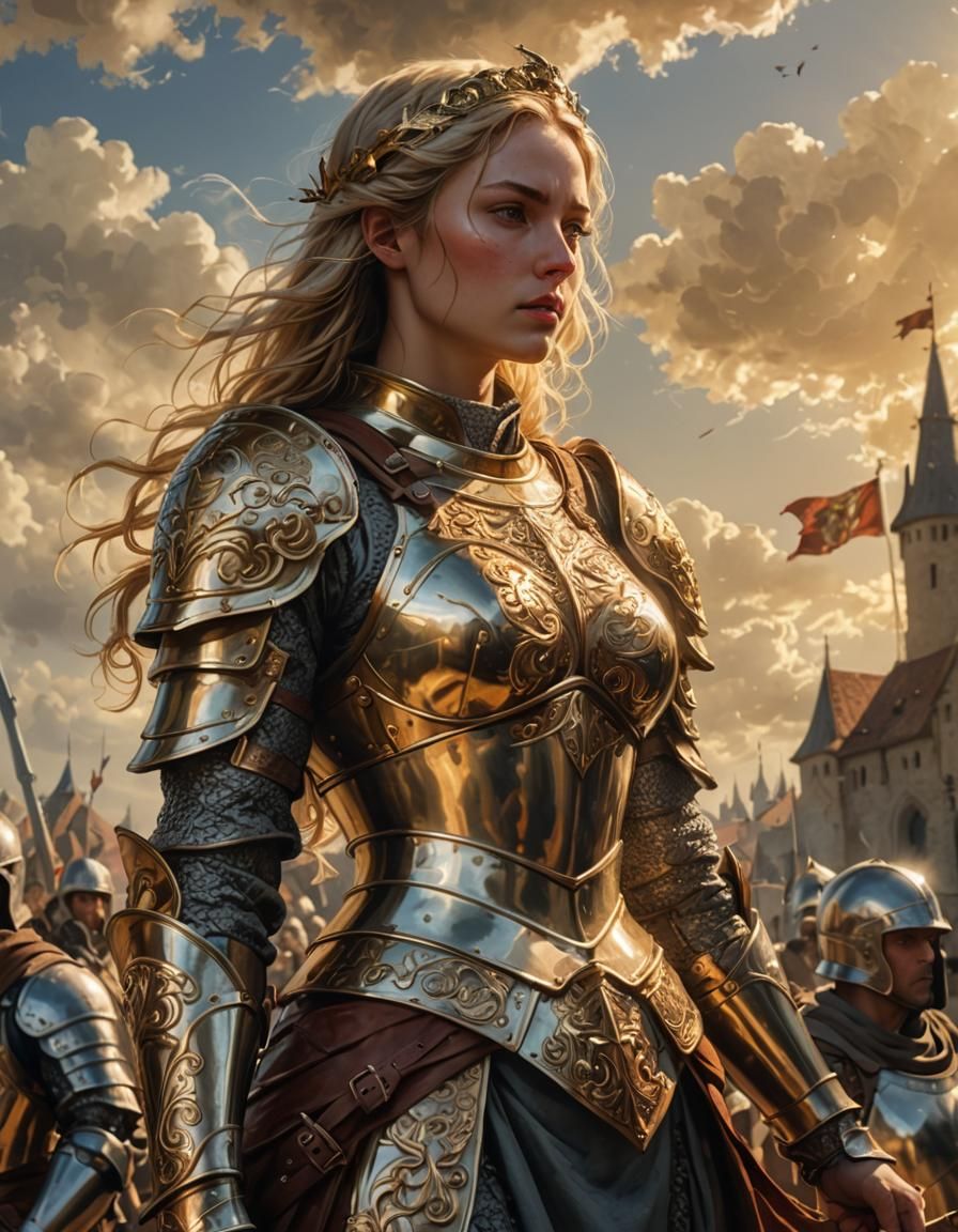 Medieval Maiden Leads Army in Fantasy Art