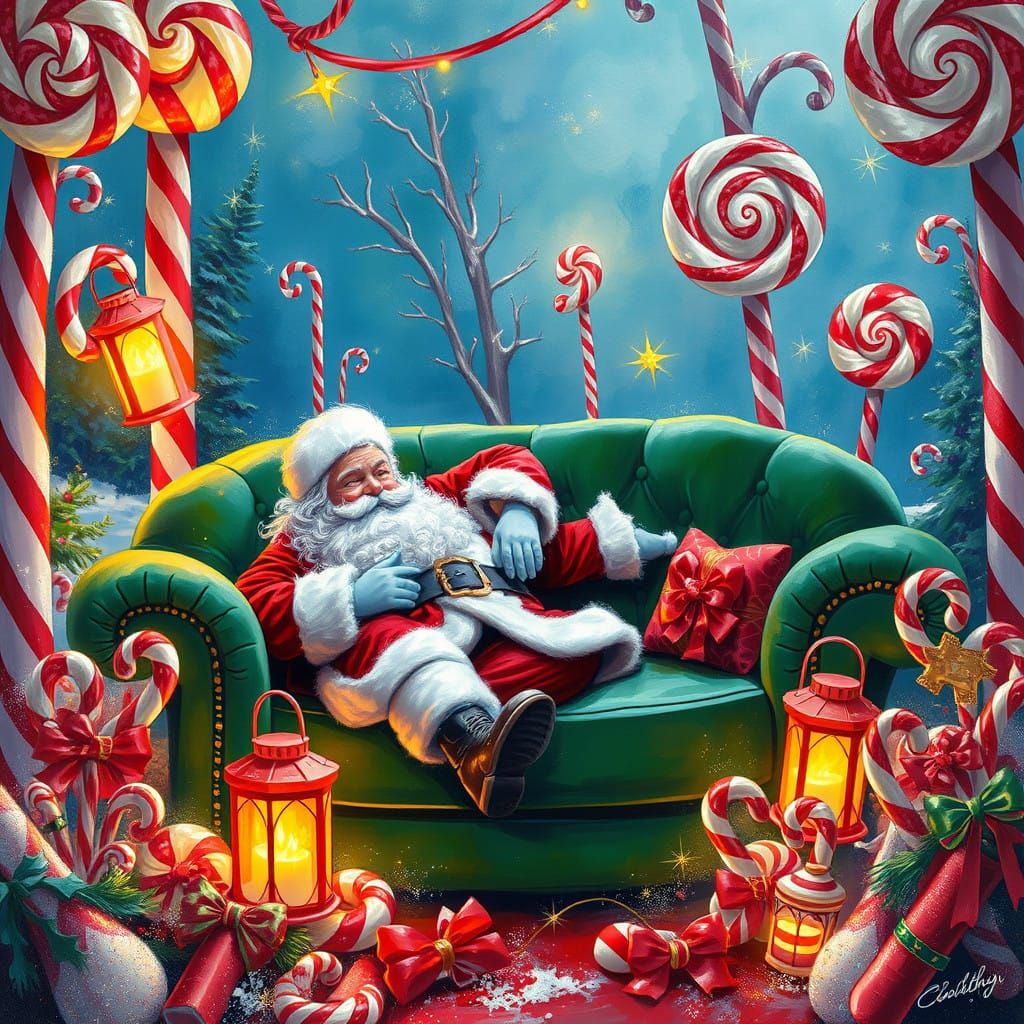 Santa Claus in Vibrant Whimsy Wonderland