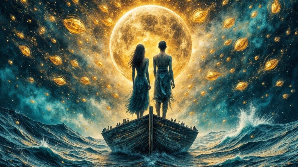 Ethereal Double Exposure: Shipwreck Dreamscape in Surrealist...