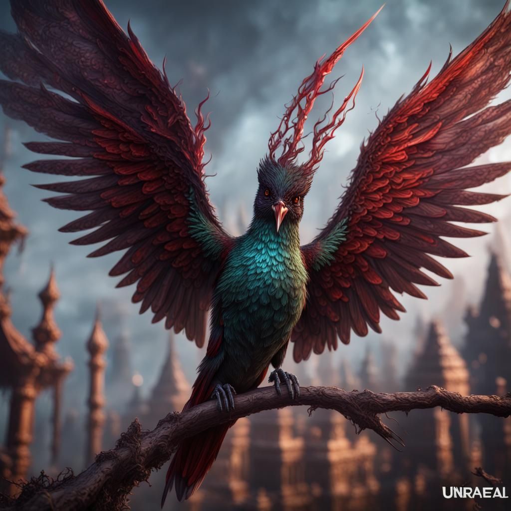 Evil Demonic Hummingbird: Detailed Matte Painting