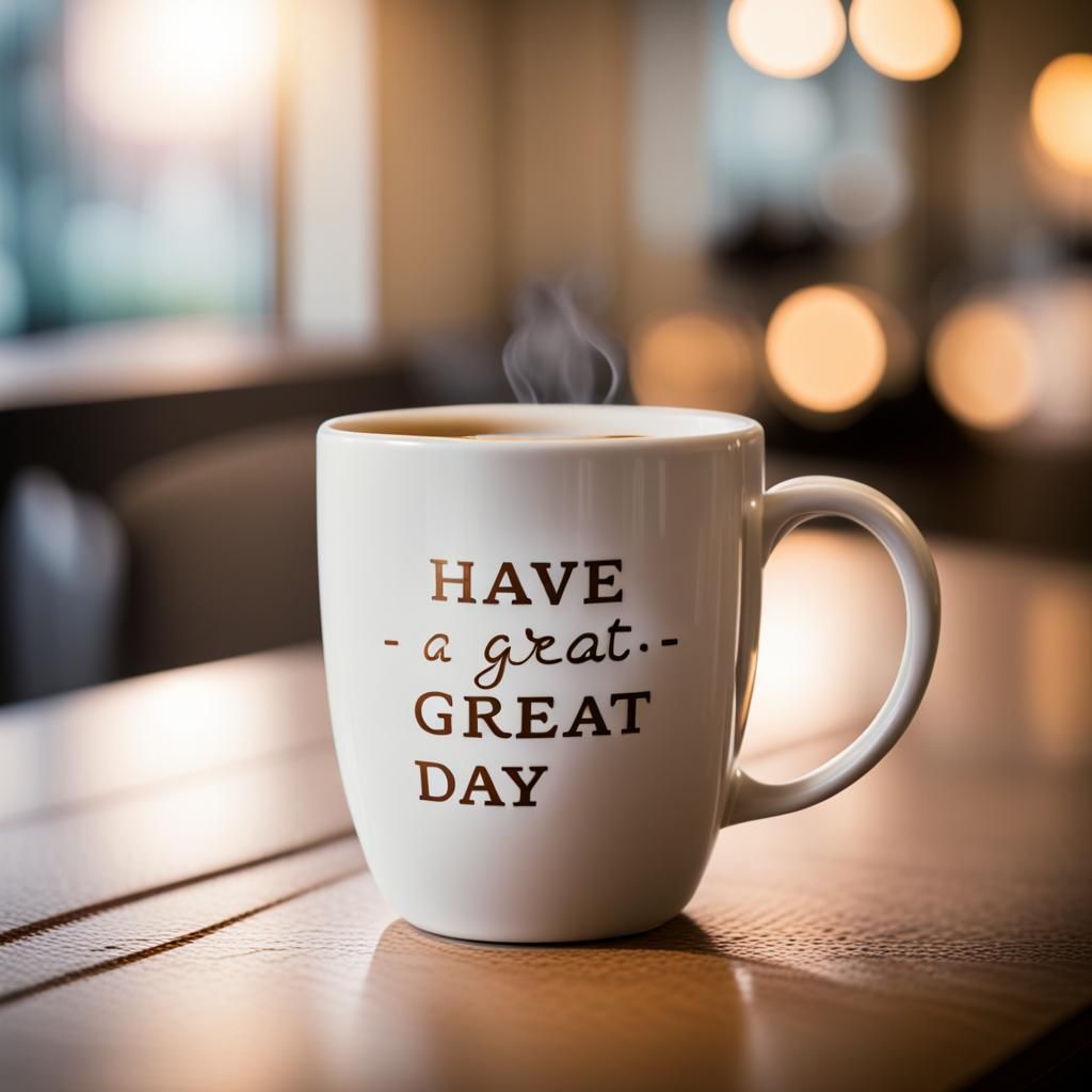 Coffee Mug with Positive Message in Professional Photo