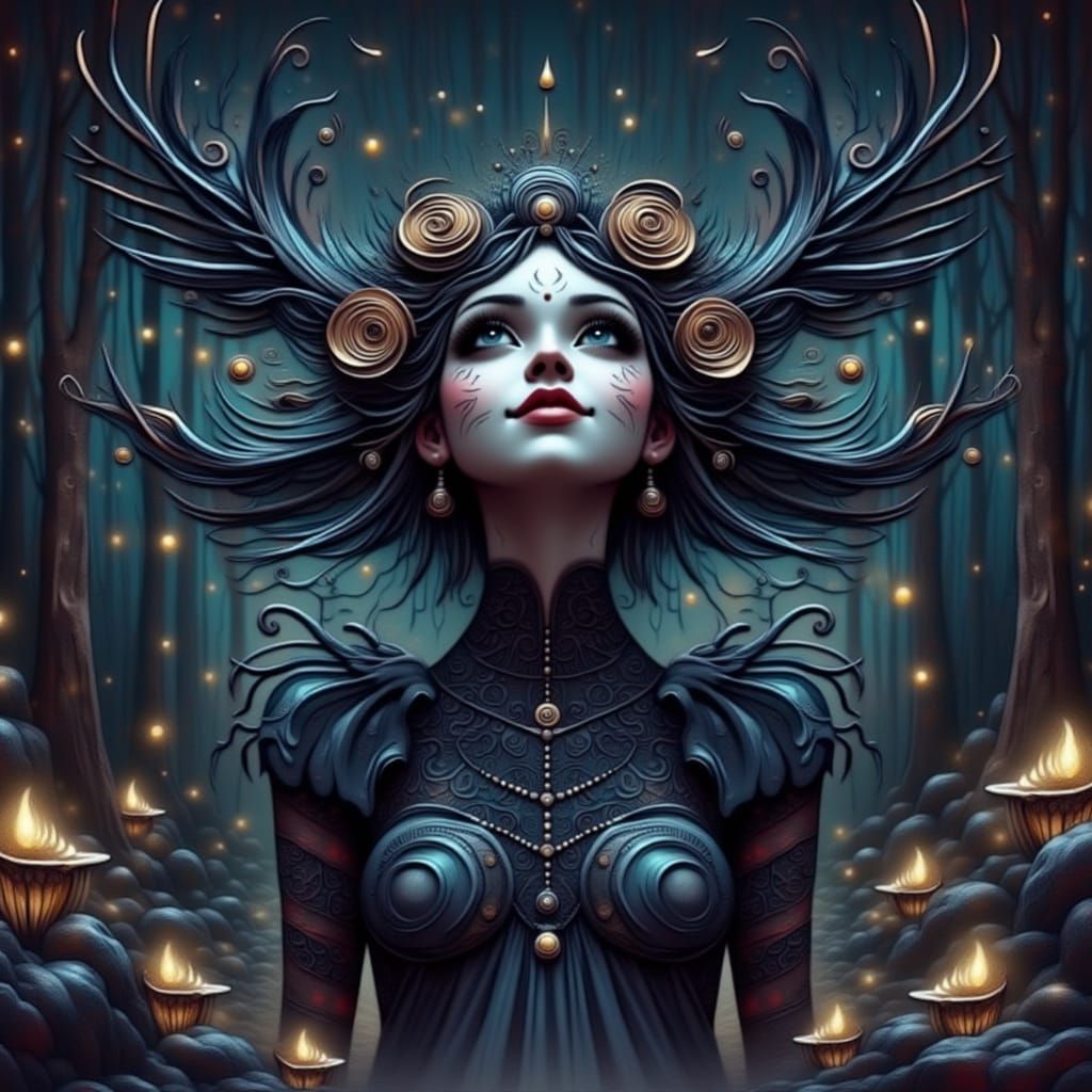 Ghost Fairy Queen in Dark Forest