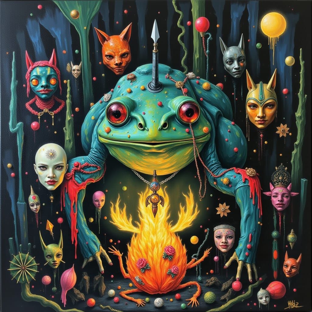 Giant Toad and Fox Bride in Fauvist Style