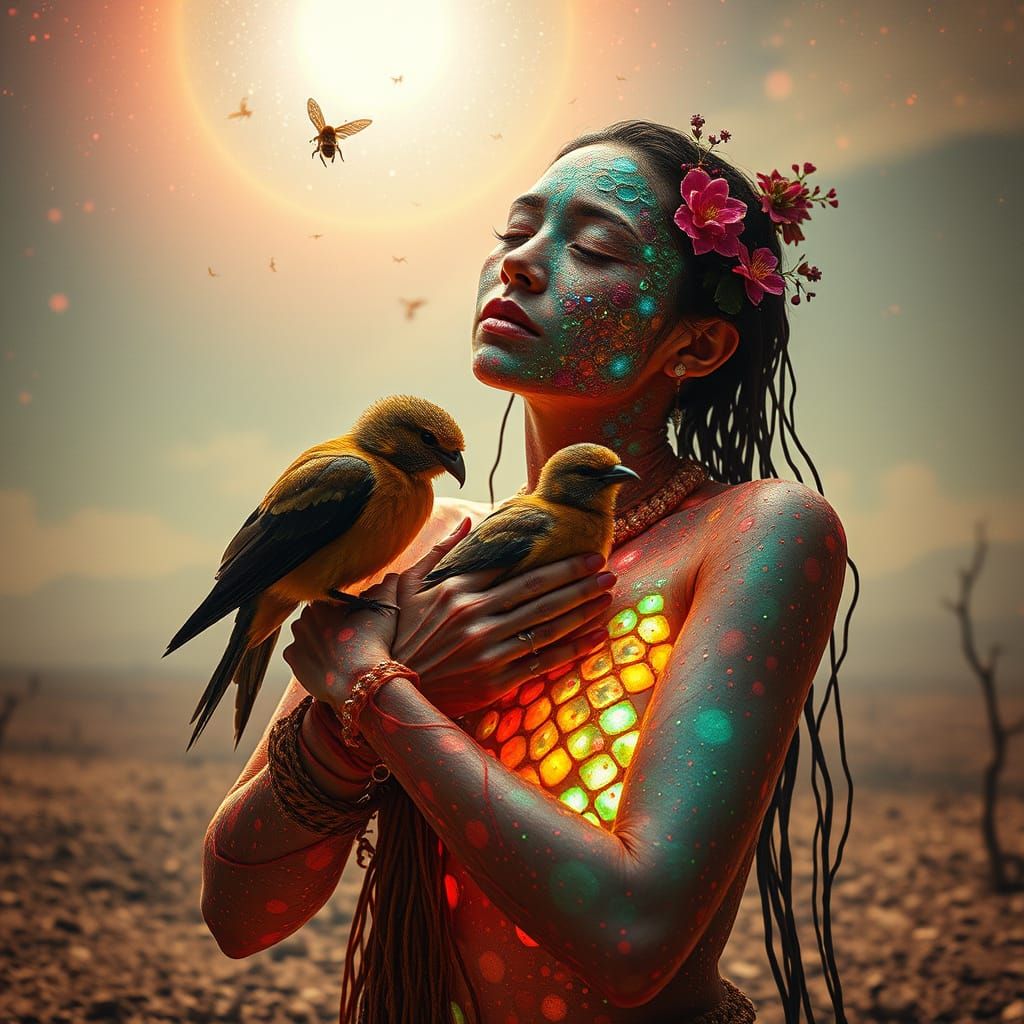 Mystical Shaman's Psychedelic Journey in Deep Forest