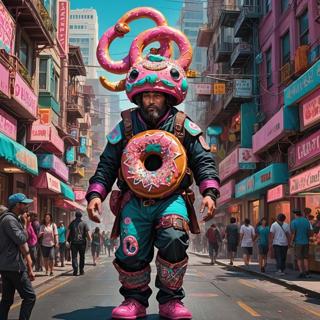 Doughnut Tramp Parades in San Francisco: Digital Art