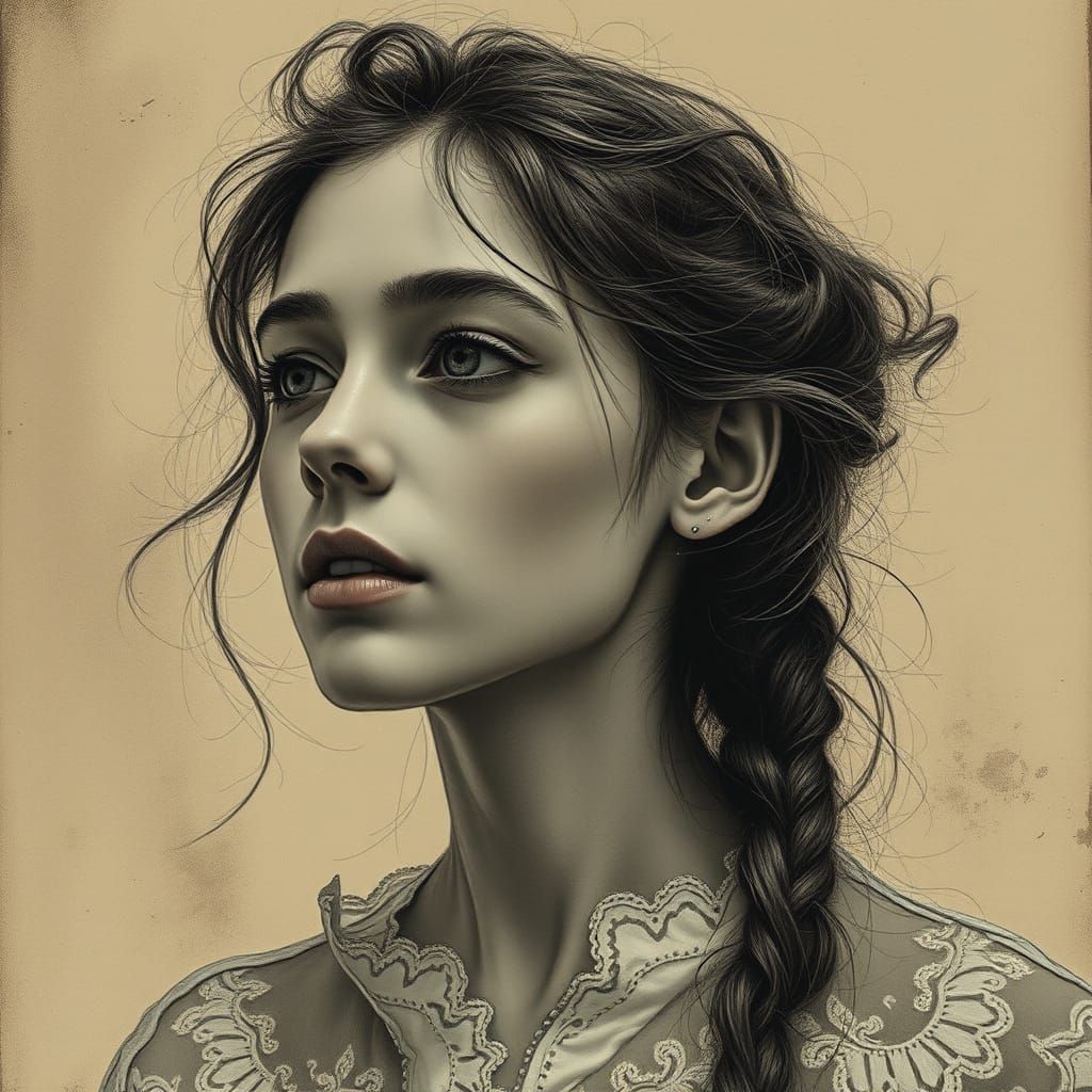 Ethereal Woman Lost in Fading Memories