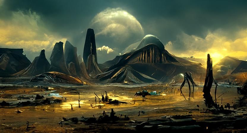 Extraterrestrial Landscape Concept Art in Science Fantasy St...