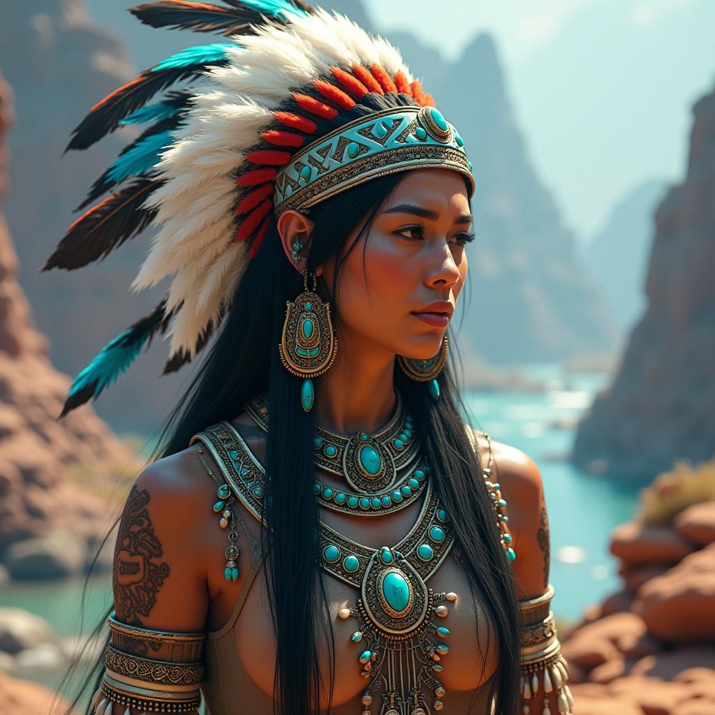 Native American Woman in Regalia: Fantasy Concept Art