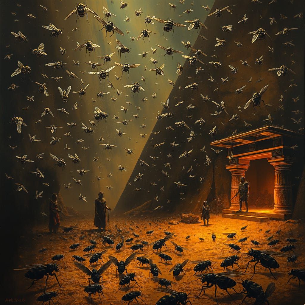 Dark Ominous Flies Descend Upon Ancient Egypt in Cyberpunk A...