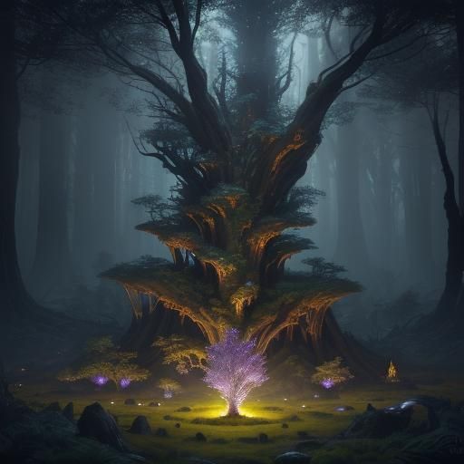 Fantasy Elf in Forest with Ethereal Aura