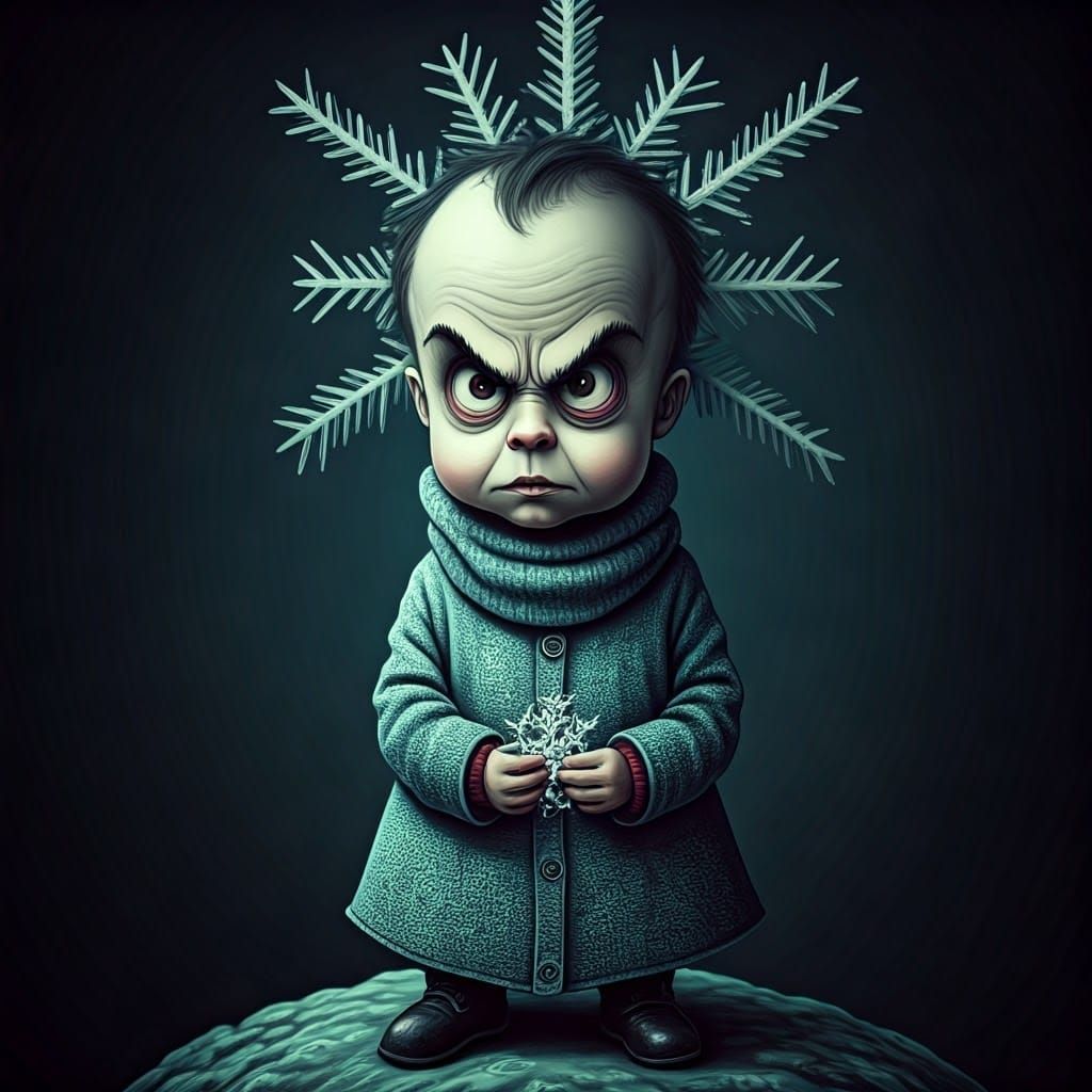 Eccentric Toddler's Fierce Outburst in Whimsical Watercolor