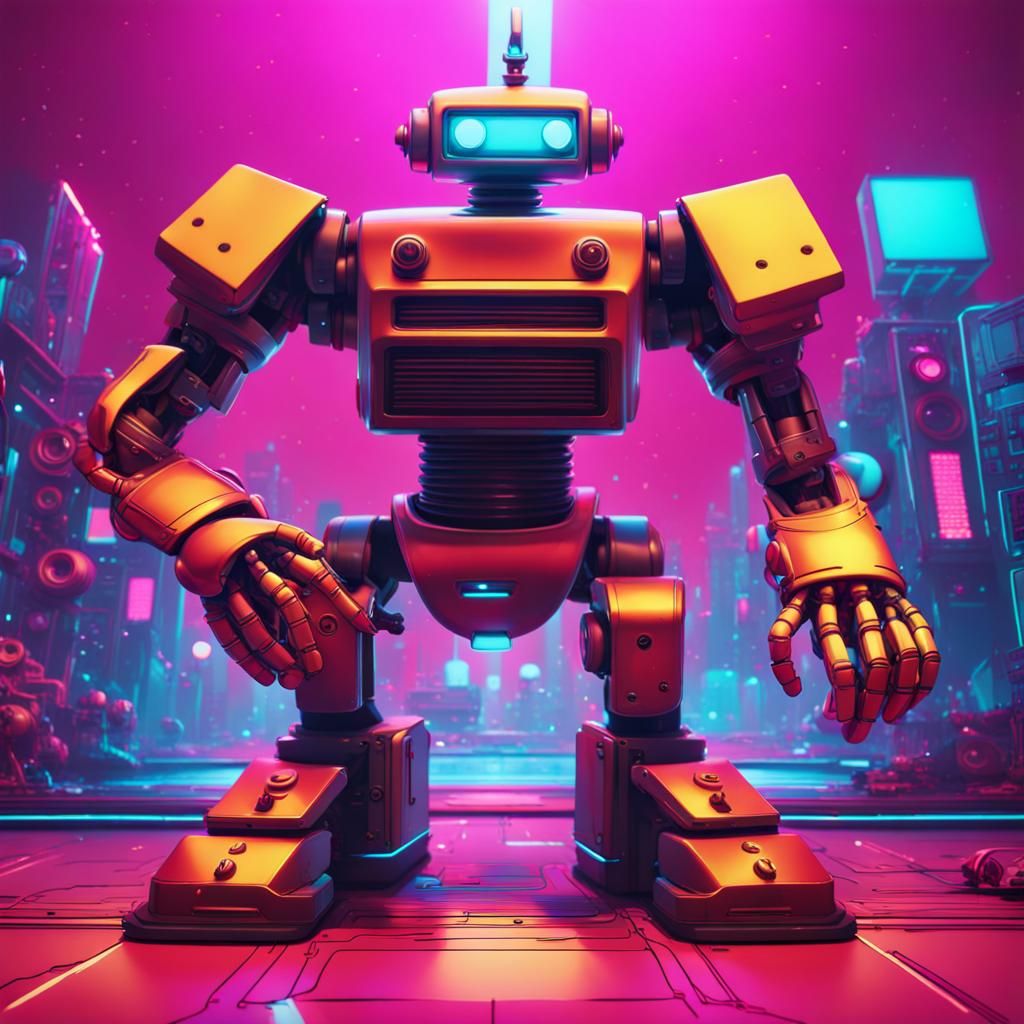 Robot Dances to 80s Music in Cartoon GIF