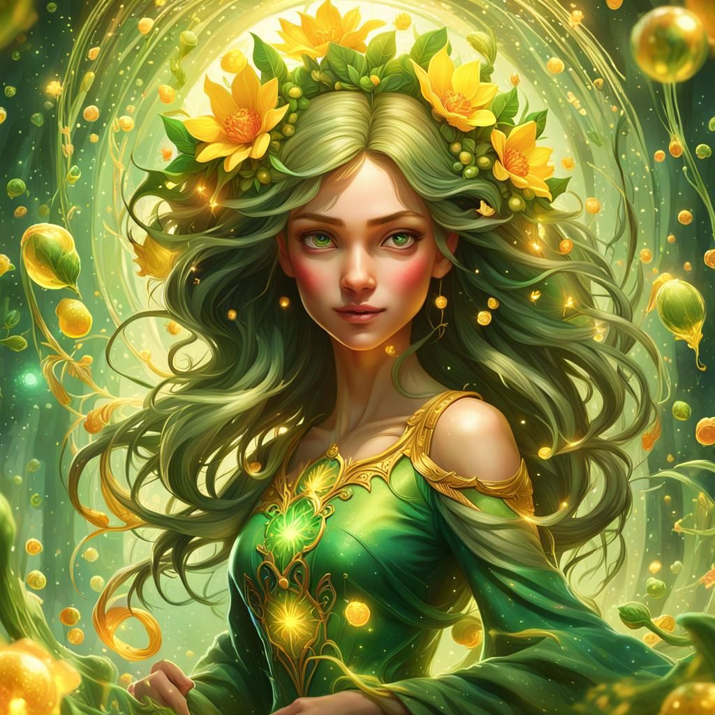 Sundrop Flower Emerges: Digital Art Portrait