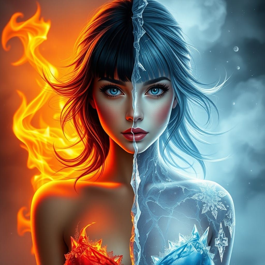 Dual Persona: Fire and Ice Pin-Up