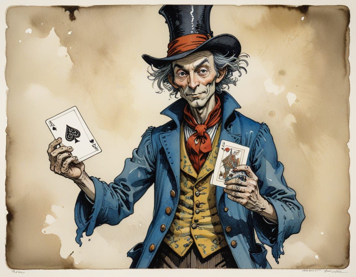 Magician Holding Ace of Spades Card