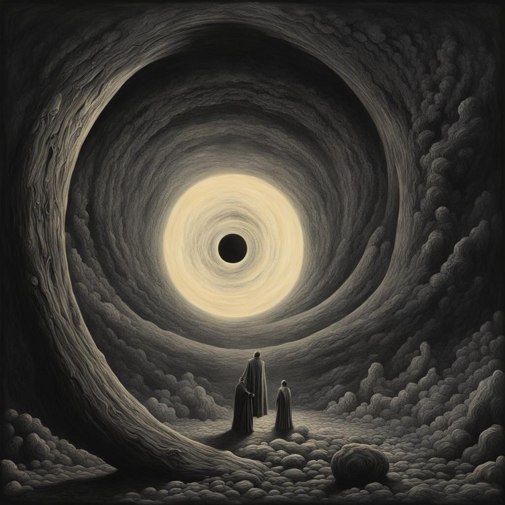 Majestic Black Hole in Gothic Sci-Fi Style