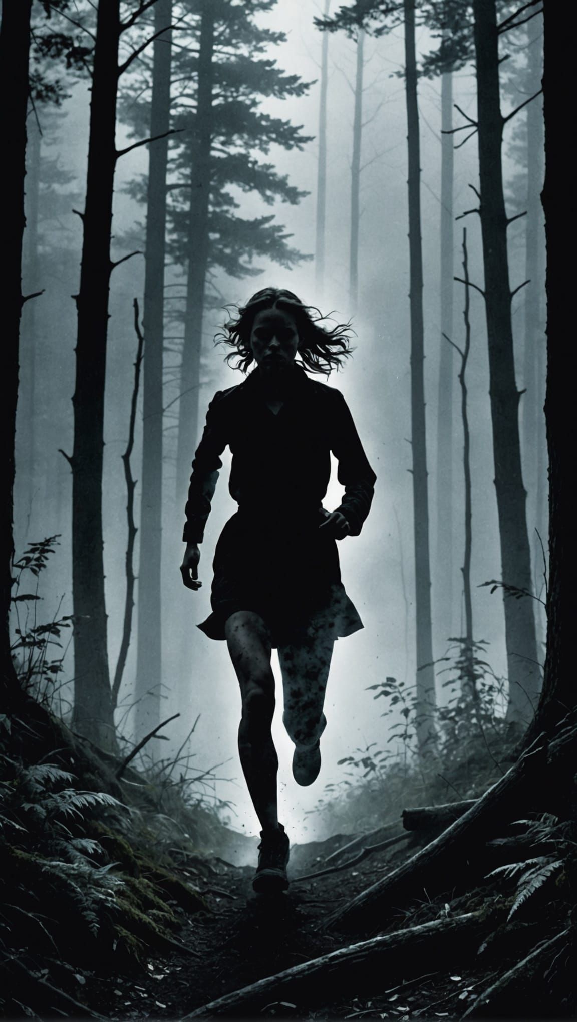 Woman's Silhouette: Tense Crime Thriller Scene