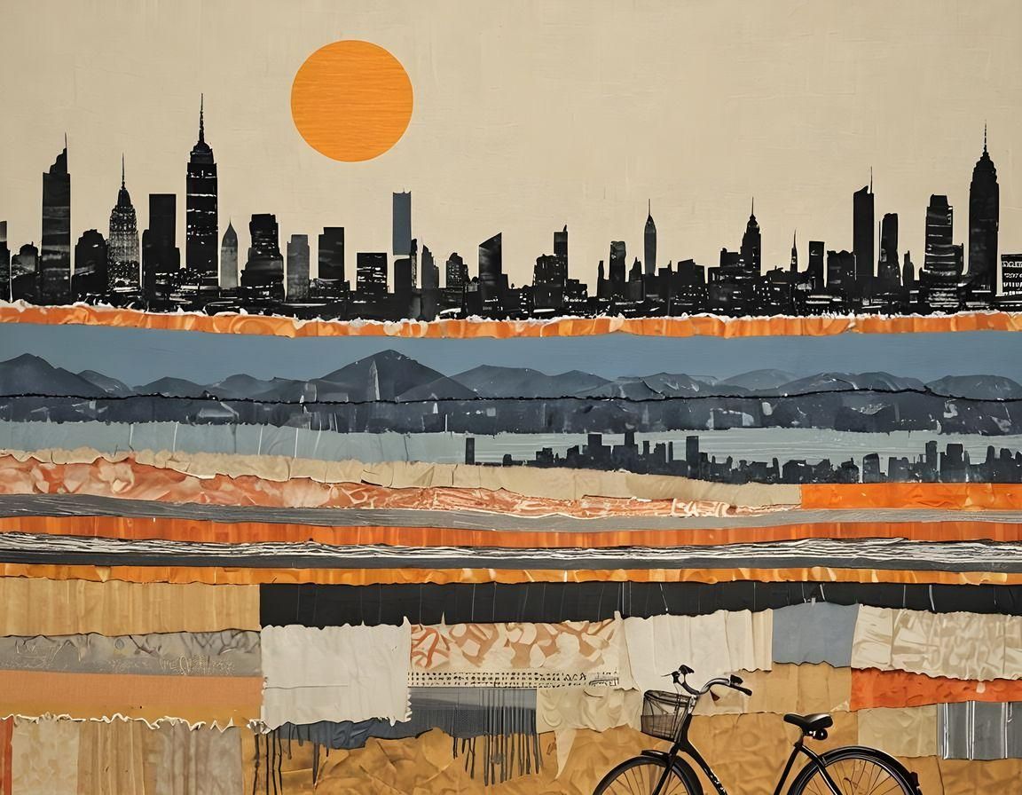 Urban Textile Tapestry with Bike Trail
