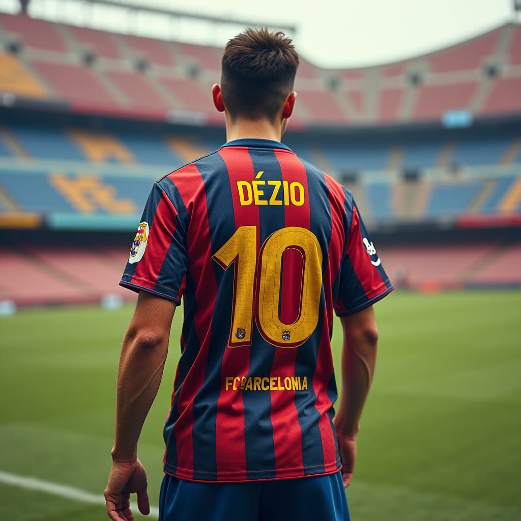 Vintage Barcelona Player in Vibrant Digital Art