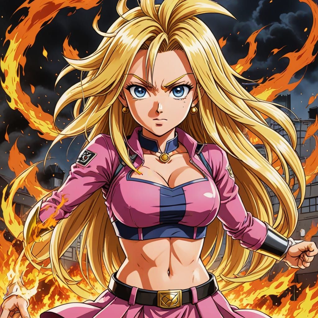 Legally blonde super saiyan flames build up kamihamiha