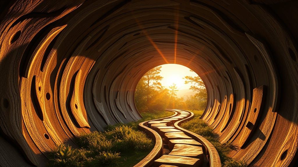 Organic Wood Tunnel Connects Futuristic City and Nature