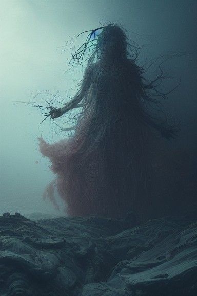 Mysterious Portrait with Many Eyes in Fantasy Style